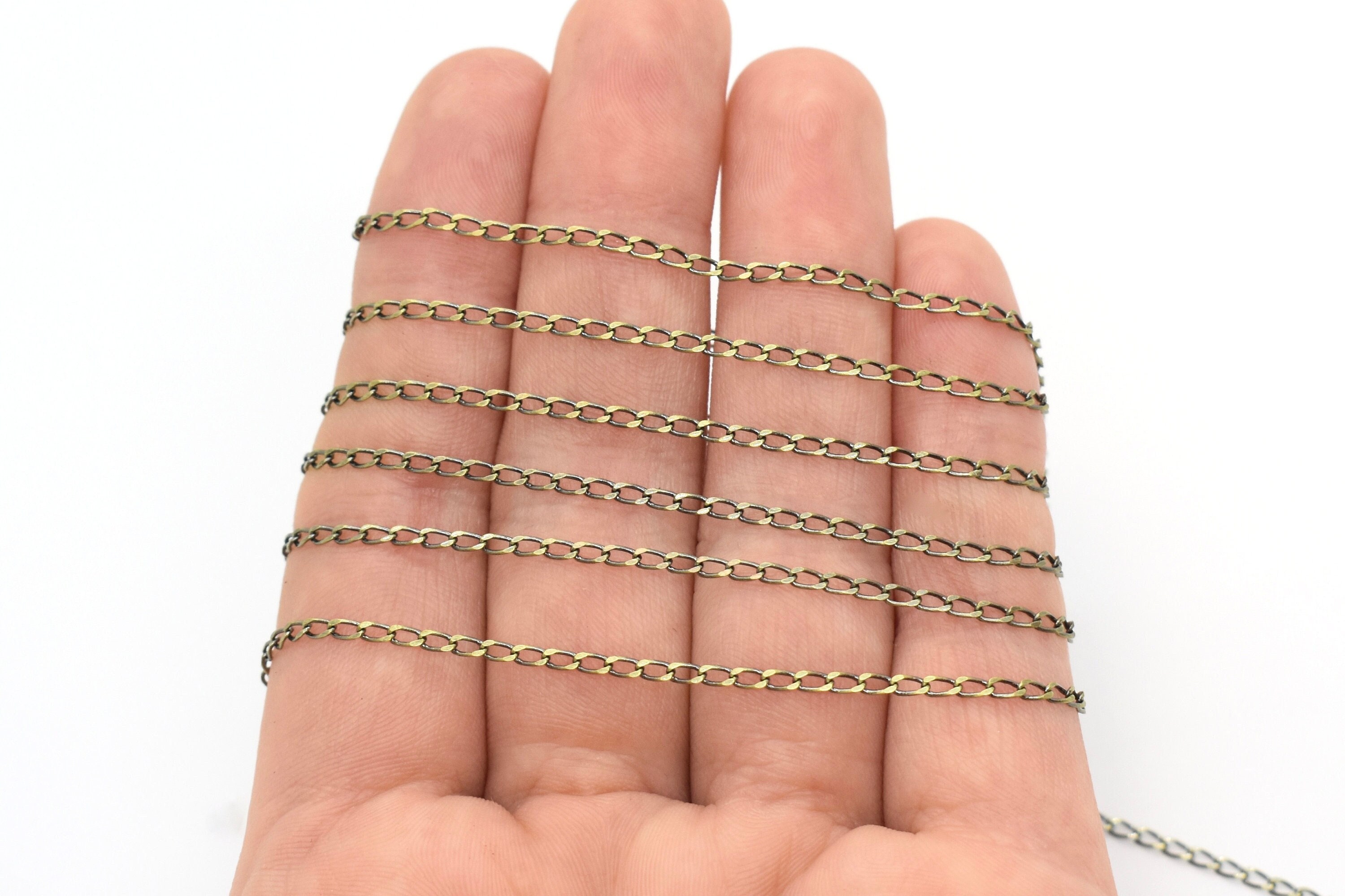 Antique Brass Plated Curb Chain 1.7mm X 