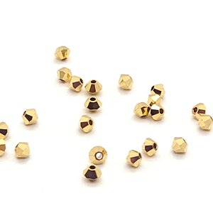 Aurum 2X Preciosa Czech Crystal Bicone Beads, 3mm, 4mm,Shiny Gold Authentic Preciosa Bicone Crystal Bead Compatible with Swarovski 5301/5328