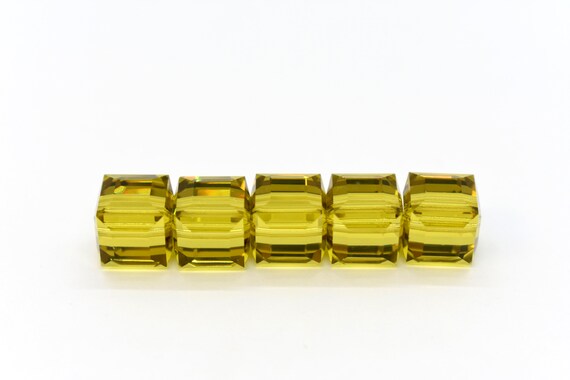 Lime 5601 Swarovski Crystal Cube Beads for Jewelry Making (4mm