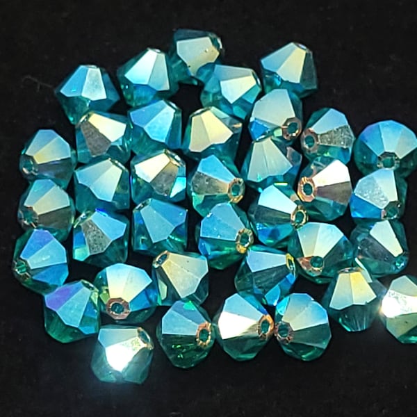 Blue Zircon AB 2x Preciosa Czech Crystal Bicone Beads,3mm,4mm 6mm Authentic Preciosa Bicone Crystal Bead Compatible with Swarovski 5301/5328