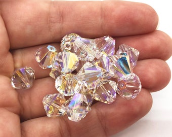 Cuentas bicono de cristal checo Preciosa Crystal AB, 3 mm, 4 mm, 6 mm, cuentas al por mayor para la fabricación de joyas, piedra natal de abril, cuentas nupciales