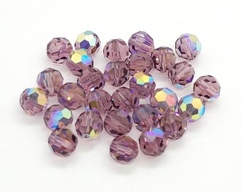 Cuentas redondas de cristal checo Preciosa AB de amatista claro, 8 mm, violeta claro, 12 unidades, auténticas Preciosa compatibles con cristales Swarovski 5000