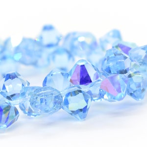 Aquamarine AB- 6301 Blue Swarovski Crystal Top Drilled Bicone Pendant Beads 6mm 8mm Rainbow for Birthstone Jewelry March Birthstone Beads
