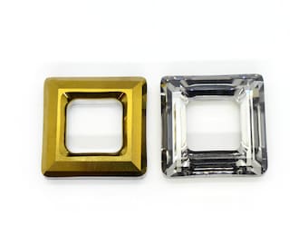 Crystal Dorado 4439 Swarovski Square Ring Pendant, 14mm, 1 Piece, Crystal Pendants to Make Jewelry With Gold, Clear, Grey, Wholesale