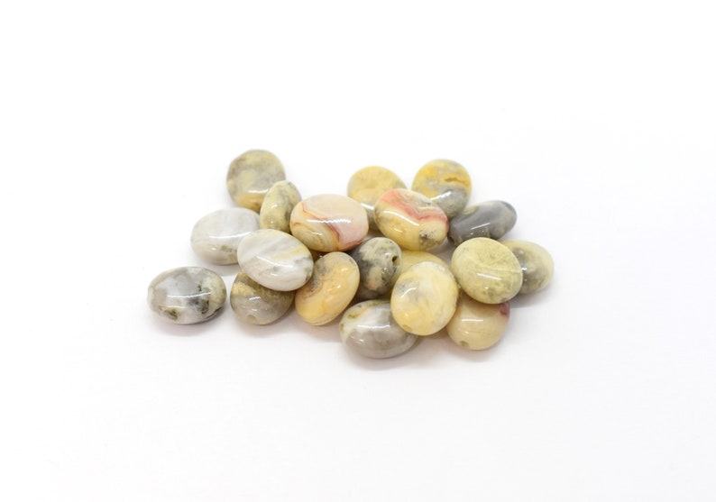 A Grade Flat Oval Gemstone Beads to Make Jewelry With 8x10mm Beige Gemstone Beads Crazy Lace Agate Yellow Gemstone Beads Natural