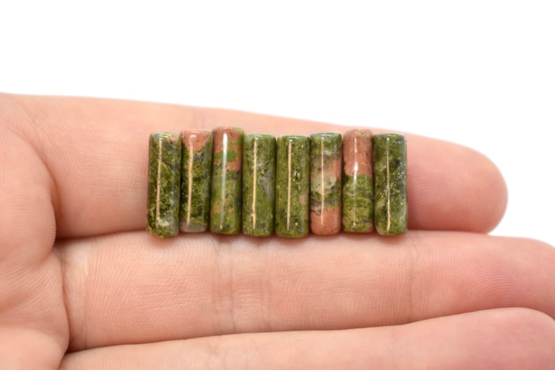 Unakite A Grade Gemstone Tube Beads to Make Jewelry With 4x13mm Beads Bulk Gemstone Beads Wholesale Jewelry Supplies and Beads Natural