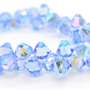 Light Sapphire AB2X 6301 Blue Swarovski Crystal Top Drilled Bicone Pendant Beads, 8mm, for Birthstone Jewelry September Birthstone