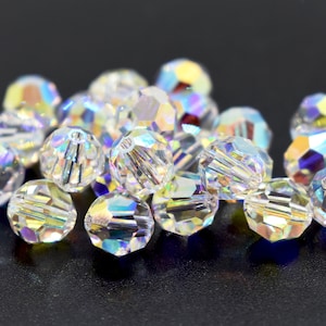 Crystal AB Clear Swarovski Crystal Round Beads 5000, 12mm, 14mm Rainbow Wholesale Swarovski Crystal Beads, Crystal Aurora Borealis image 2