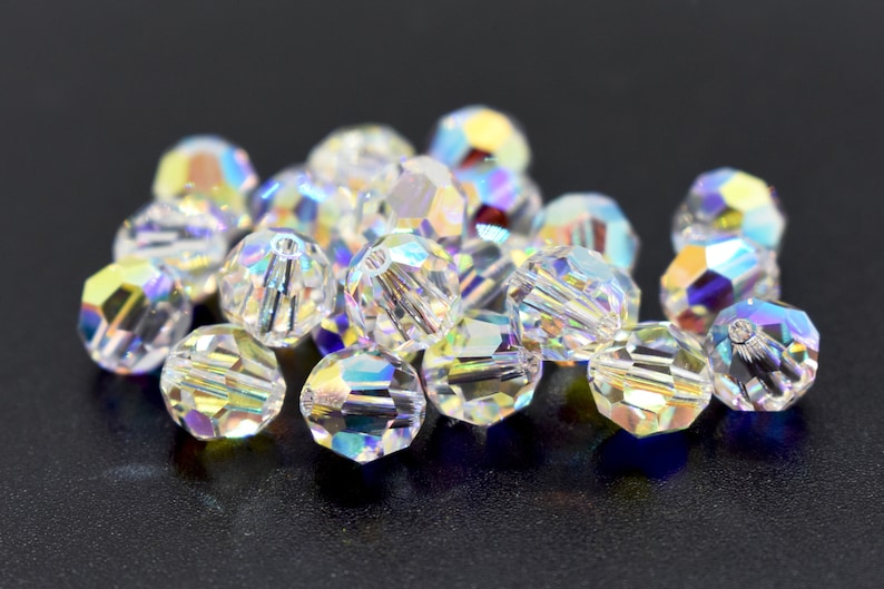 Crystal AB Clear Swarovski Crystal Round Beads 5000, 12mm, 14mm Rainbow Wholesale Swarovski Crystal Beads, Crystal Aurora Borealis image 2