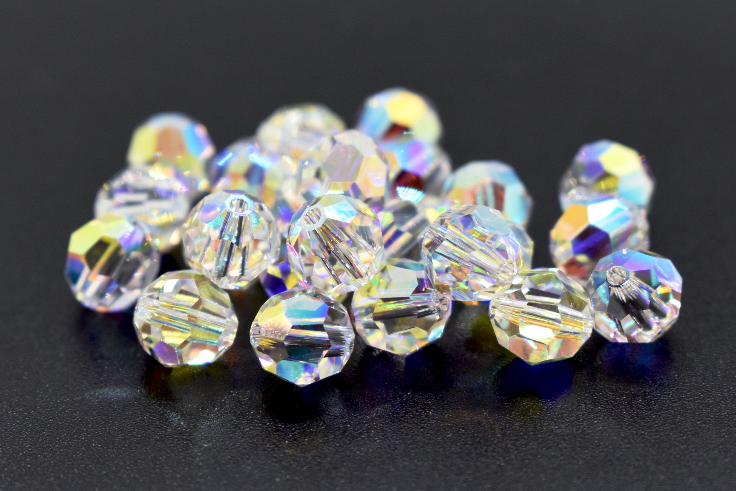 Shadow AB 5000 Light Gray Rainbow Swarovski Crystal Round Beads 6mm, Clear  Light Gray Crystal, Rainbow Round Swarovski Beads, Clear Silver 