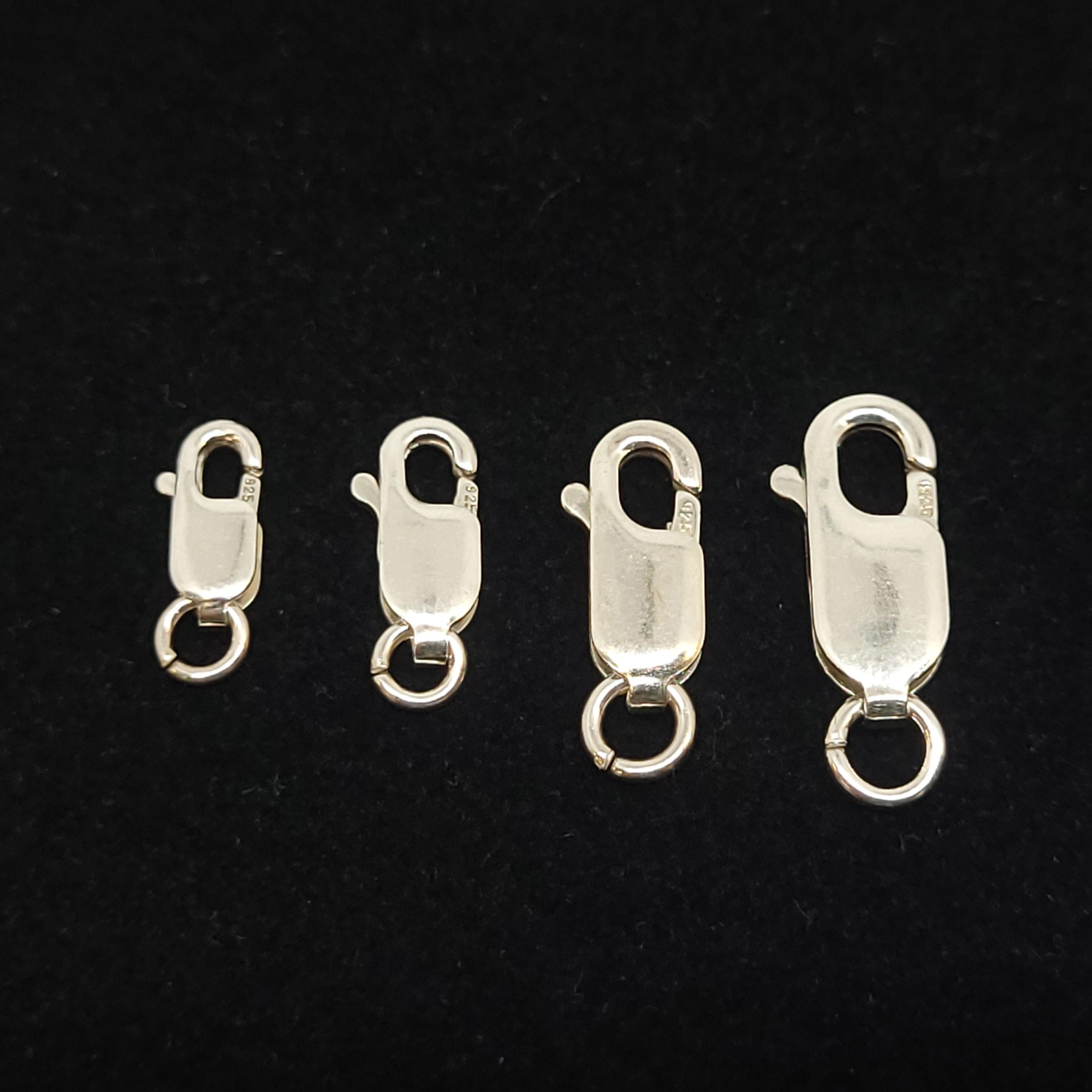 Sterling Silver 925 Lobster Clasp With Open Jump Ring, Rectangle