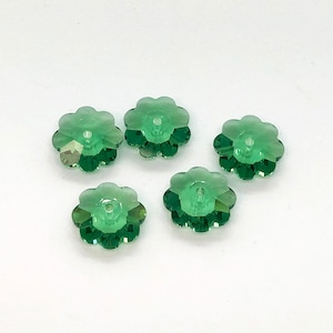 Swarovski Crystal - Erinite (Unfoiled) Faceted Marguerite Lochrose Margarita Flower (3700) 6mm, Beads for Sewing on Clothes, Green Beads