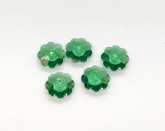 Swarovski Crystal - Erinite (Unfoiled) Faceted Marguerite Lochrose Flower (3700) 6mm, Flower Beads for Sewing on Clothes, Green Beads