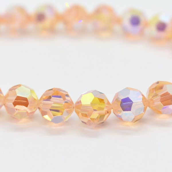 Light Peach AB 5000 Swarovski Crystal Round Beads 6mm 8mm, Pastel Orange Rainbow Cute Orange Round Crystal Beads, Light Orange Swarovski