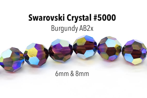 Burgundy Ab2x Swarovski Crystal Round Beads 6mm 8mm 5000 Maroon