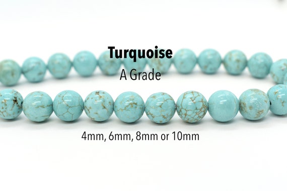 Stablized Blue Turquoise Gemstone Round Beads Free Shipping 15/" 4mm 6mm 8mm 10mm