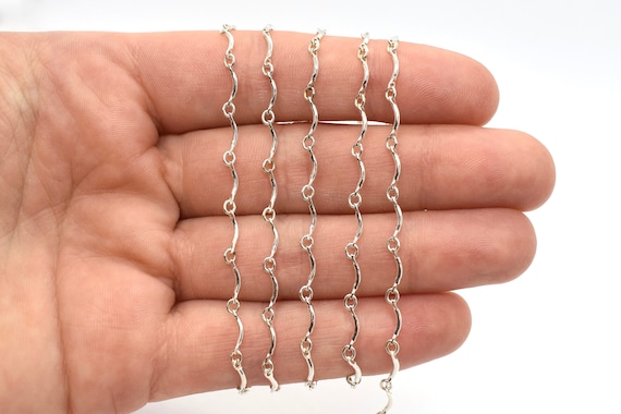 Sterling Silver Curved Bar & Link Chain 2.5mm X 7mm Silver Chain for  Jewelry Making, Chain for Necklaces and Bracelets, 0.925 Silver 