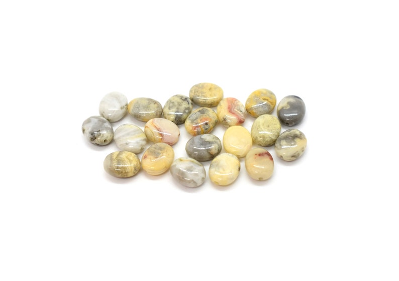 A Grade Flat Oval Gemstone Beads to Make Jewelry With 8x10mm Beige Gemstone Beads Crazy Lace Agate Yellow Gemstone Beads Natural