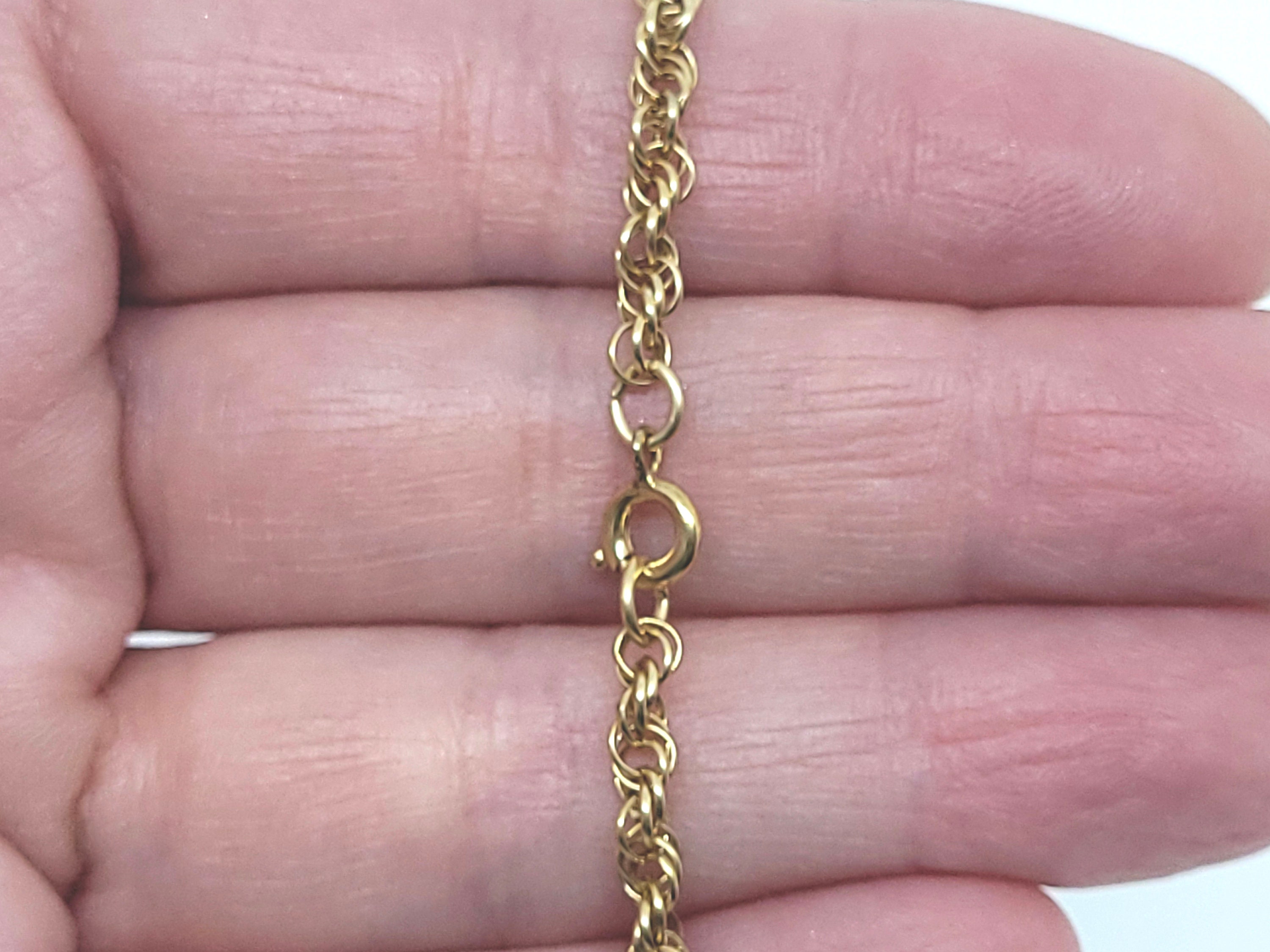 12 Karat Gold Filled 7 Inch Rope Chain Bracelet With Spring Ring Clasp ...