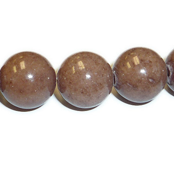 Mountain Jade (Dyed) Smooth Round Stone Beads - Brown, 10mm,  Mountain "Jade" (dolomite marble), wholesale, for jewelry making, Sale!!