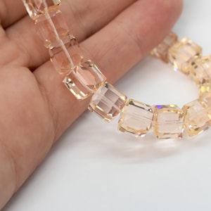 Silk 5601 Swarovski Crystal Cube Beads (4mm, 6mm, 8mm) Light Peach Orange Crystal Beads for Jewelry Designing, Wholesale Crystal Beads