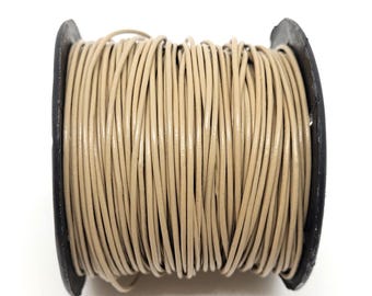 Greek Round Leather Cord, Beach/Khaki Color, 0.5mm, 1.0mm, 2.0mm, Unfinished Leather Cord, Brown Genuine Leather, 1 ft or 1 spool (50m)