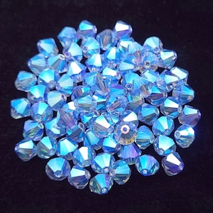 Light Sapphire AB2X Preciosa Czech Crystal Bicone Beads,6mm Light Blue Bicone Beads for Jewelry Making,Wholesale Beads,Blue Czech crystal