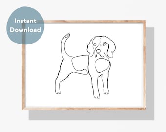 Beagle Line Art Print: Modern Minimalist Dog Drawing (Digital Download)