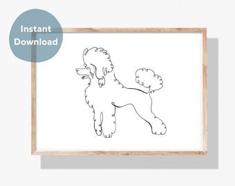 Poodle Sinlge Line Drawing Art Print: Modern Abstract Dog Illustration (Digital Download)