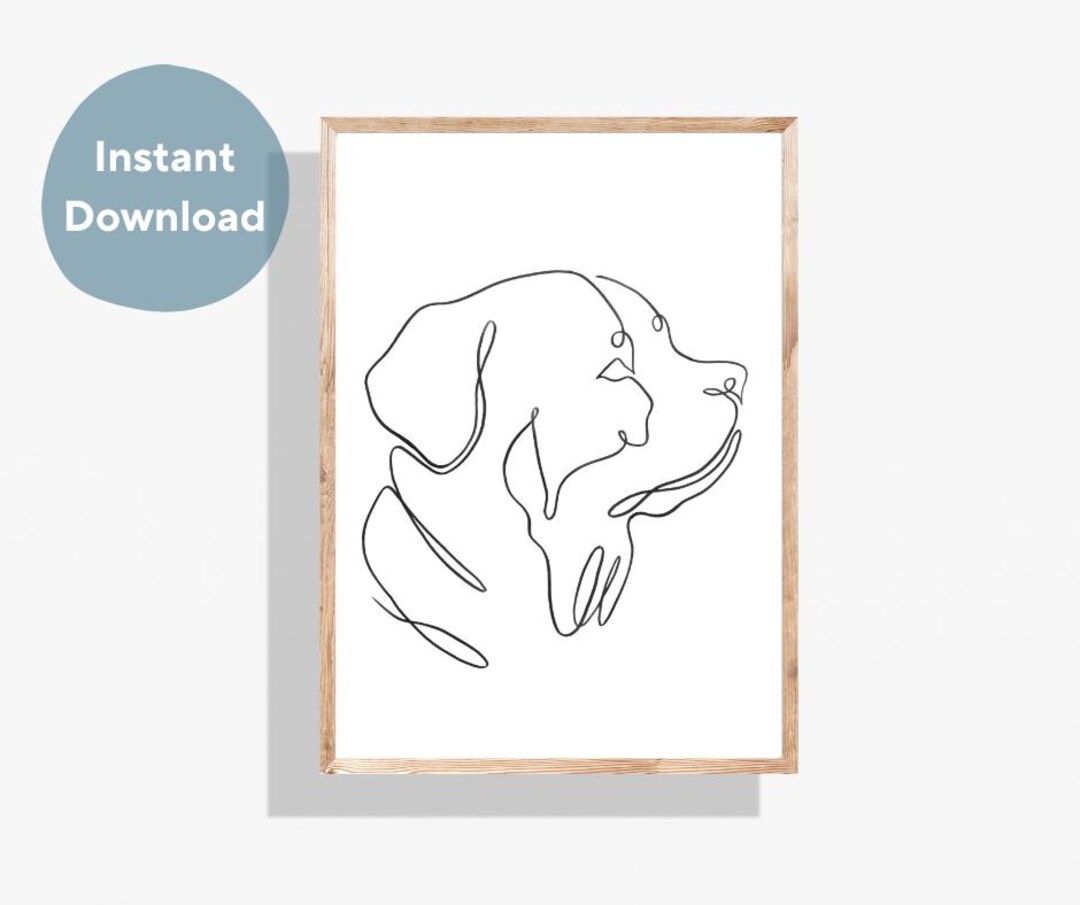 Rottweiler Single Line Drawing Art Print: Abstract Dog Portrait ...