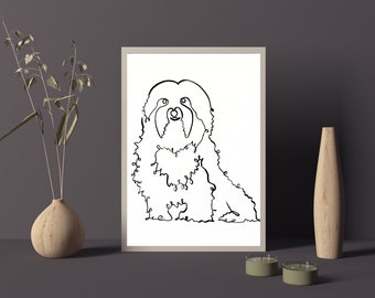 Havanese Single Line Drawing, Modern Line Art of Cute Dogs, Fluffy Dog Fine Art Print, I Love My Havanese, Dog Themed Home Decor, Simple Art