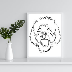 Abstract Line Drawing of Goldendoodle, Doodle dog art, Digital Print, Fine Art Print of Goldendoodle, Gift Ideas for Doodle Lovers, Modern