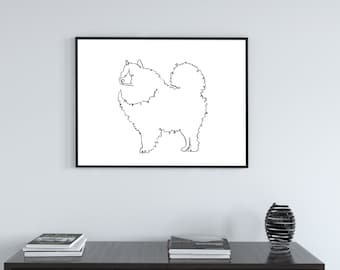 Samoyed Single Line Drawing, Modern Fine Art Prints of Samoyed Drawn with One Continuous Line, Digital Print, I love My Samoyed Dog Art