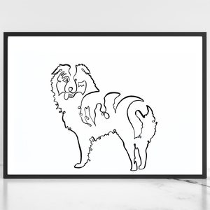 Australian Shepherd Single Line Drawing, Modern Fine Art Print, Gift Ideas for People Who Love Aussie Dogs, One Continuous Line Drawing