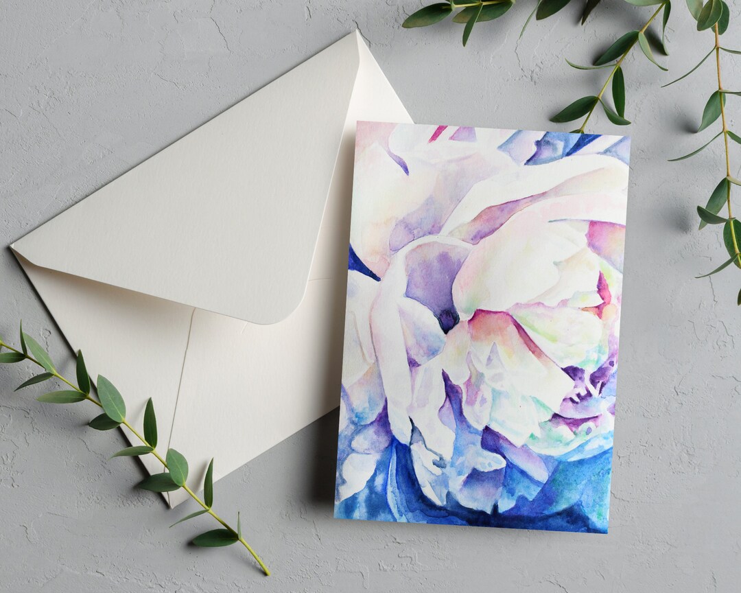 Soft Pastel Watercolor Floral Greeting Card: Ethereal Rainbow Flower ...