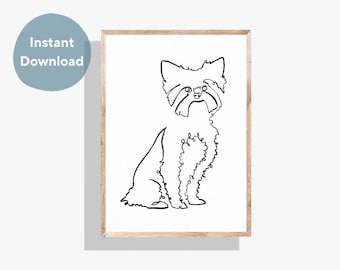 Yorkshire Terrier Single Line Art Print: Modern Dog Portrait (Digital Download)