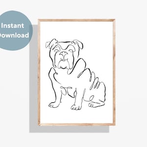 Minimalist Bulldog One Line Art Print: Modern Abstract Dog (Digital Download)