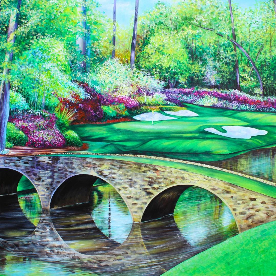 Augusta National Hole 12 Acrylic Painting: Golf Art Print (digital