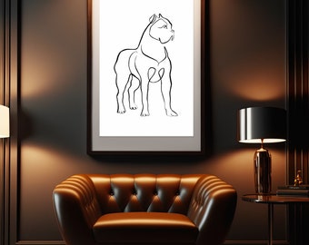 Cool Line Drawing of Brave Cane Corso Dog, Sophisticated Line Art for Men, Modern & Sleek Dog Prints for Him, Gift Ideas for Dog Loving Dads