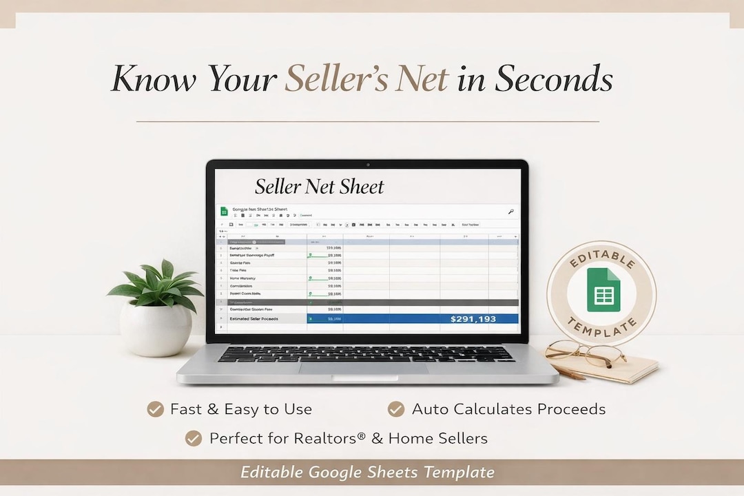Real Estate Seller Net Sheet Calculator | Realtor Proceeds Template ...
