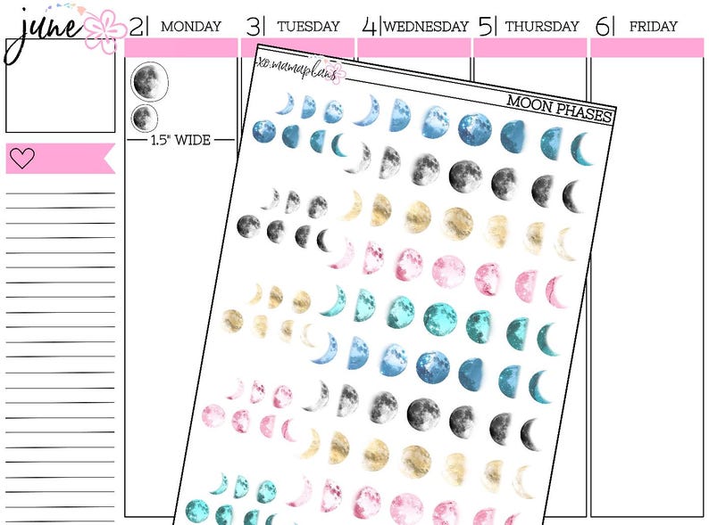 Moon Phases | Planner Stickers - Etsy