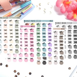 002 MNML STIX- Doodle Bow Layering Pieces | Clear Matte Planner Stickers