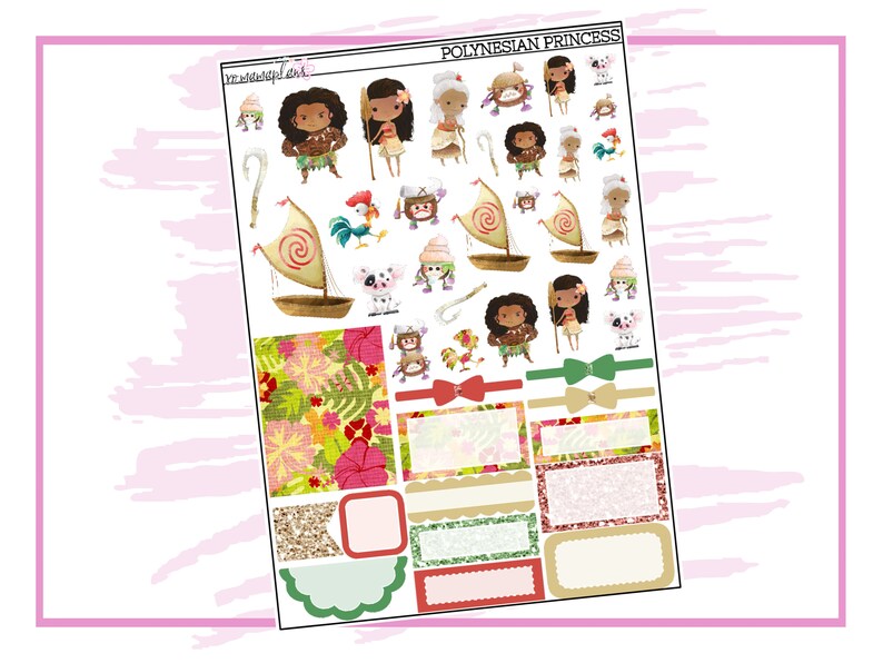 Polynesian Princess Sampler | Planner Stickers - Etsy