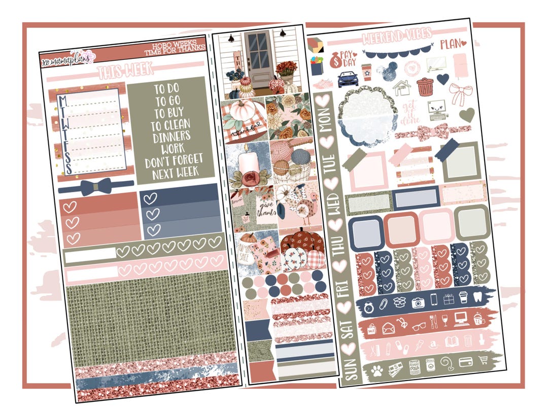 Time for Thanks Hobonichi Weeks | Planner Sticker Kit - Etsy