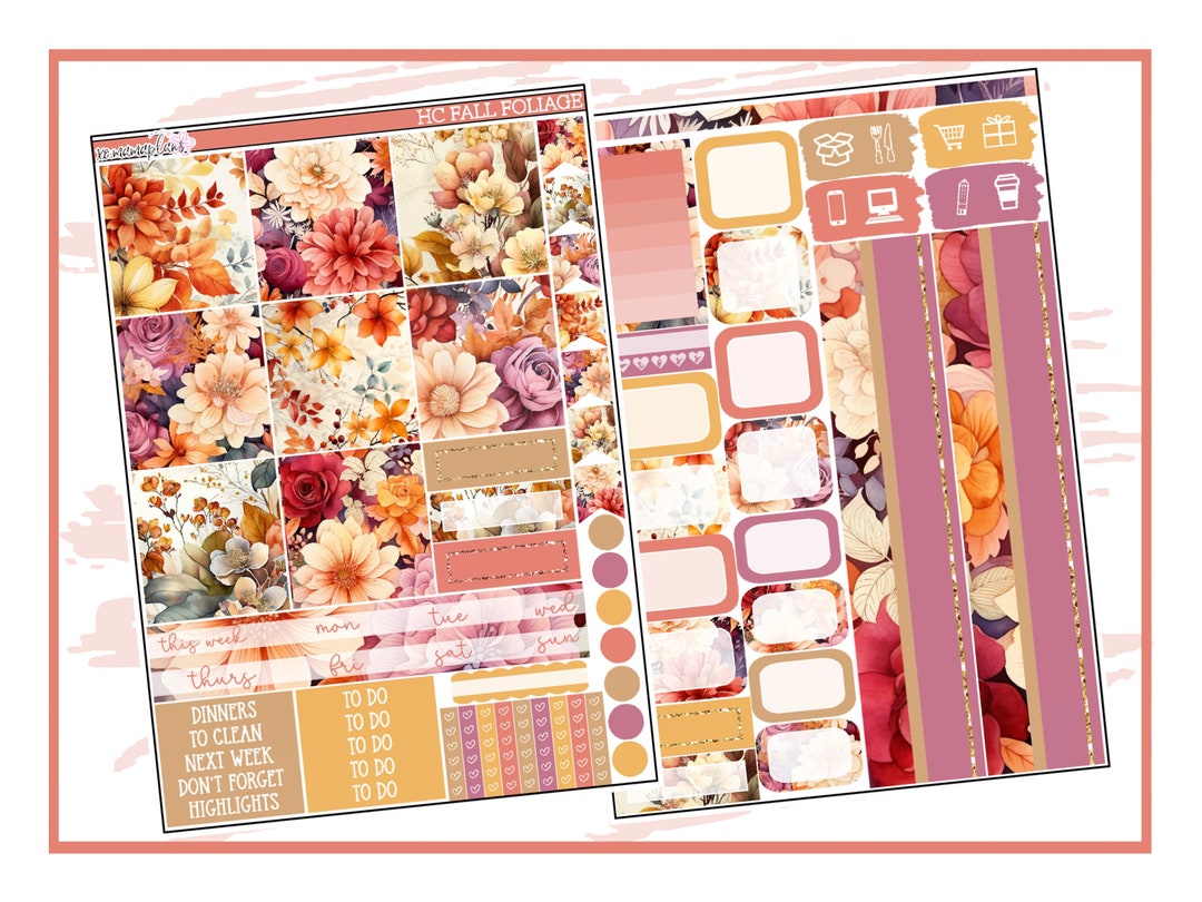 Fall Foliage Hobonichi Cousin Weekly | Planner Sticker Kit - Etsy