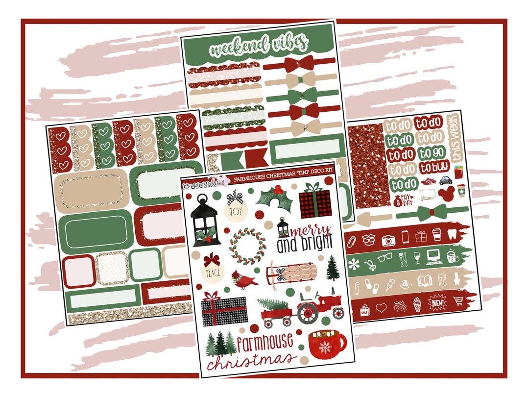 Farmhouse Christmas "tini" Deco Kit | Planner Sticker Kit - Etsy