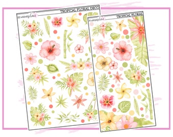 Tropical Florals Deco Matte or Clear | Planner Stickers