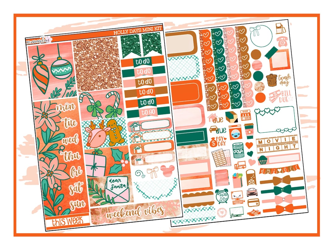 Holly Days Mini Kit | Planner Sticker Kit - Etsy