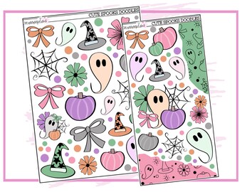 Cute Spooks Doodles Deco Matte or Clear | Planner Stickers