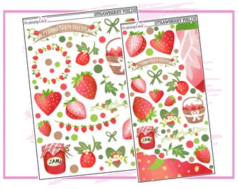Strawberry Fields Deco Matte or Clear | Planner Stickers